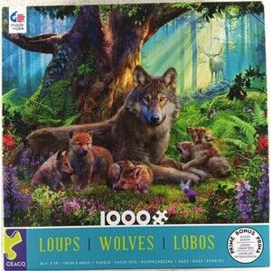 Wolves Lobos Mother Wolf and Pups 1000 Piece Jigsaw Puzzle 26.6" x 19" by Ceaco